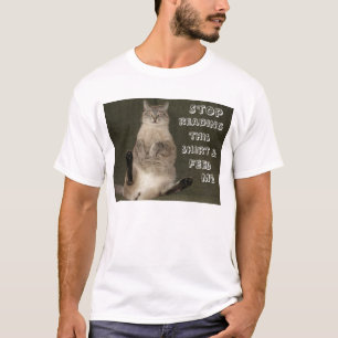 Cat "Stop Reading Shirt & Feed Me" Adult Basic Tee