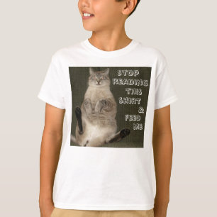 Cat STOP READING SHIRT & FEED ME Kids Basic Tee