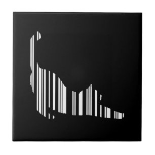 CAT STRETCHING BAR CODE Pet Barcode Pattern Ceramic Tile