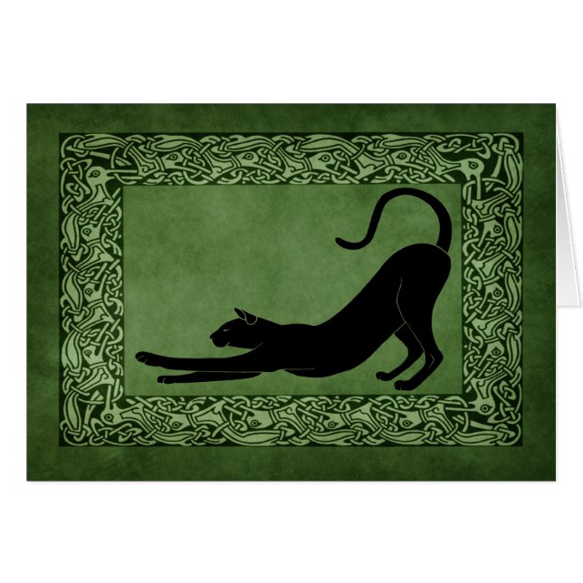 Cat Stretching Celtic Green (Front Horizontal)