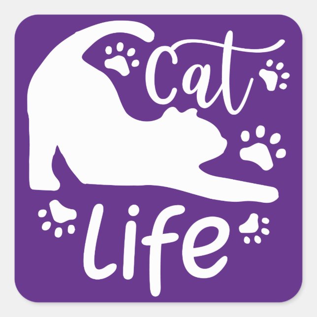 Cat Stretching Life Paws Envelope closure Square Sticker (Front)