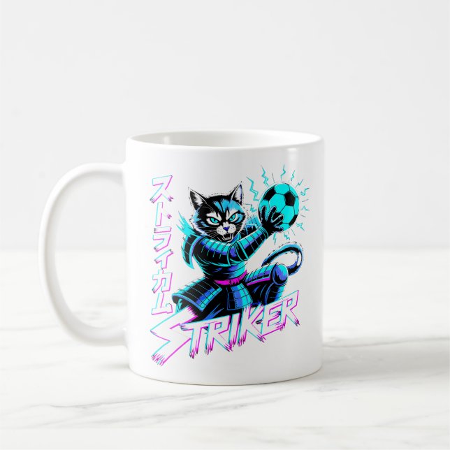 Cat Striker Mug - Perfect for Gamers & Soccer Fans (Left)