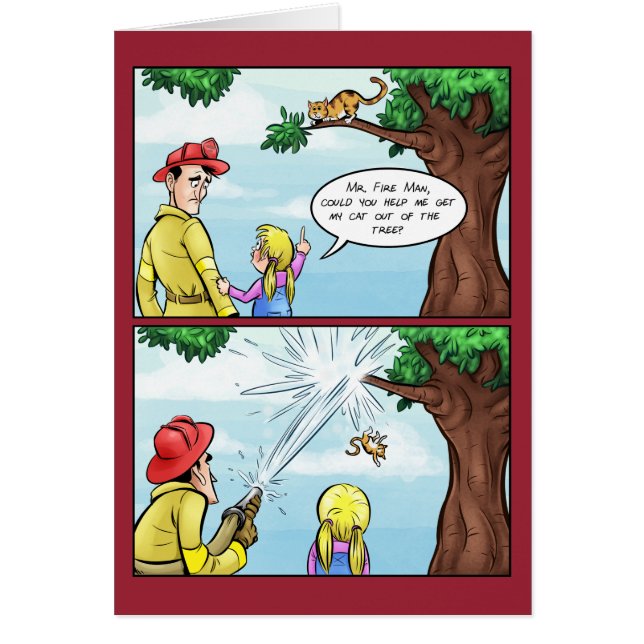 Cat Stuck In Tree Cartoon (Front)