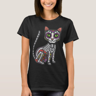 Cat Sugar Skull Calavera Calavera Dia De Muertos H T-Shirt