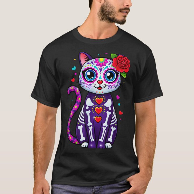 Cat Sugar Skull Cute Cat For Cat Lover Cat-m  T-Shirt (Front)