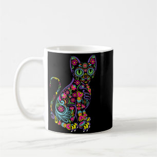 Cat Sugar Skull Dia De Los Muertos Cute Mexican Coffee Mug