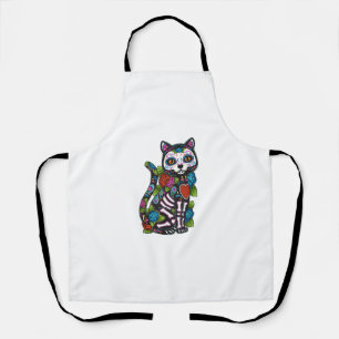 Cat Sugar Skull Mexico Calavera Dia De Los Muertos Apron