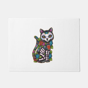 Cat Sugar Skull Mexico Calavera Dia De Los Muertos Doormat