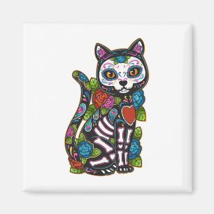 Cat Sugar Skull Mexico Calavera Dia De Los Muertos Magnet