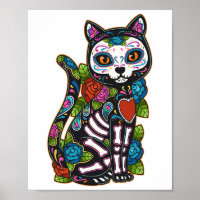 Cat Sugar Skull Mexico Calavera Dia De Los Muertos