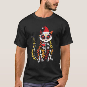 Cat Sugar Skull Santa Hat Christmas Kitty Pet Love T-Shirt