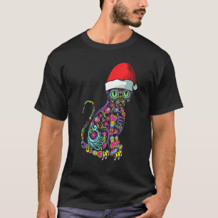 Cat Sugar Skull Santa Hat Christmas Puppy Pet X Ma T-Shirt
