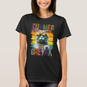Cat Summer Break Cute Kitten Beach Summer Vacation T-Shirt