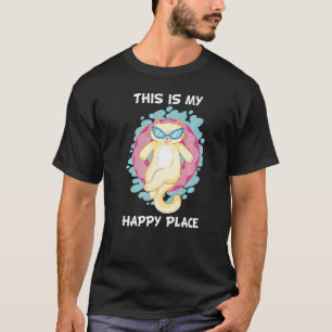 Cat Summer Holiday Bathing Relaxing Swimming Hoop T-Shirt