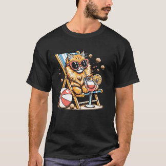 Cat Summer Vacation Funny Beach Lover Gift T-Shirt