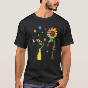Cat Sunflower Autism Awareness Puzzles Special Edu T-Shirt