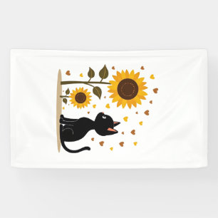 Cat Sunflower Christmas Tree Sun Flower Cat Lover Banner