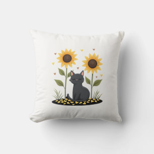 Cat Sunflower Christmas Tree Sun Flower Cat Lover Cushion