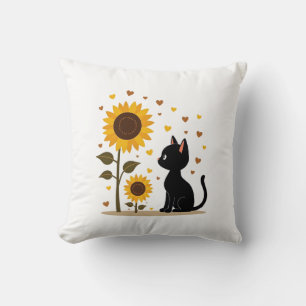 Cat Sunflower Christmas Tree Sun Flower Cat Lover Cushion