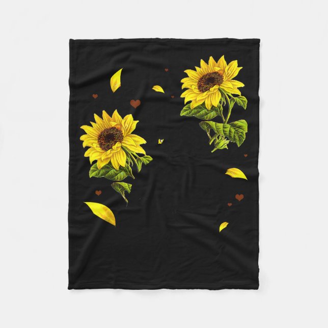 Cat Sunflower Christmas Tree Sun Flower Cat Lover  Fleece Blanket (Front)