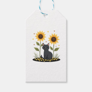 Cat Sunflower Christmas Tree Sun Flower Cat Lover  Gift Tags