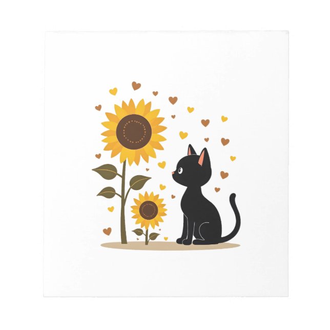 Cat Sunflower Christmas Tree Sun Flower Cat Lover  Notepad (Front)