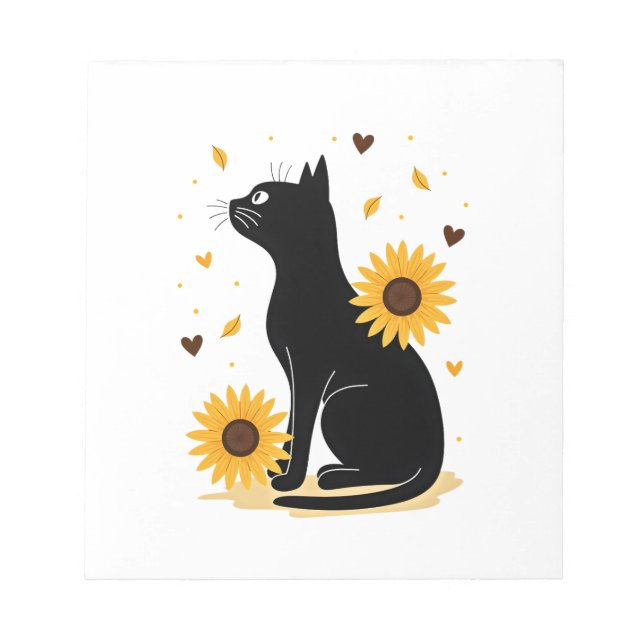 Cat Sunflower Christmas Tree Sun Flower Cat Lover  Notepad (Front)