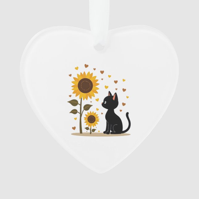 Cat Sunflower Christmas Tree Sun Flower Cat Lover  Ornament (Front)