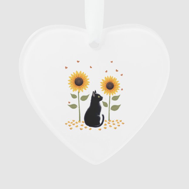 Cat Sunflower Christmas Tree Sun Flower Cat Lover  Ornament (Front)