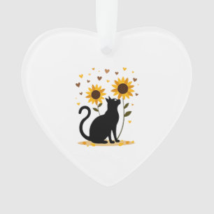 Cat Sunflower Christmas Tree Sun Flower Cat Lover  Ornament