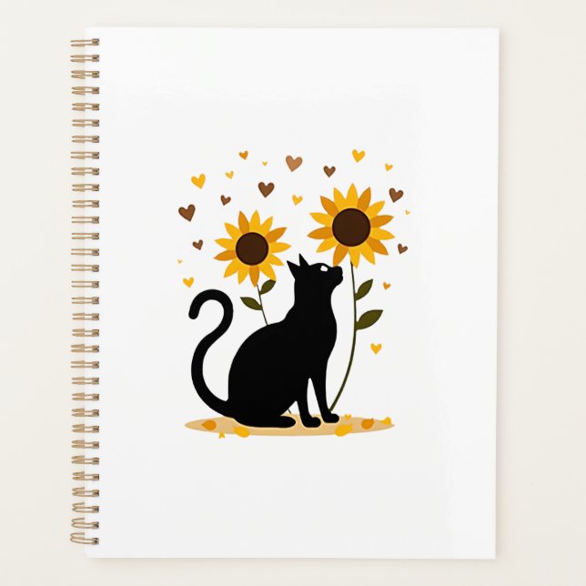 Cat Sunflower Christmas Tree Sun Flower Cat Lover  Planner (Front)