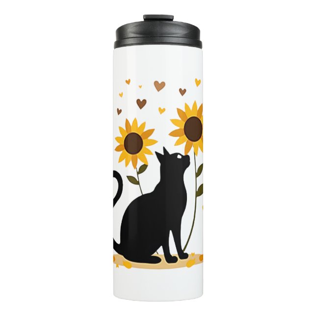 Cat Sunflower Christmas Tree Sun Flower Cat Lover  Thermal Tumbler (Front)