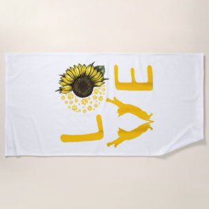 Cat Sunflower Gifts For Cat Lovers Cat Mum Beach Towel