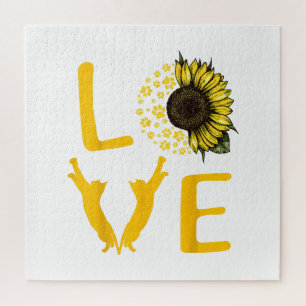Cat Sunflower Gifts For Cat Lovers Cat Mum Jigsaw Puzzle