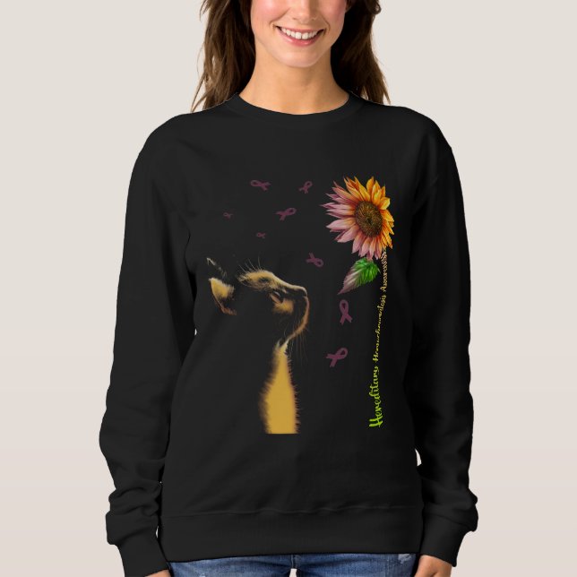 Cat Sunflower Hereditary Hemochromatosis Awareness Sweatshirt (Front)