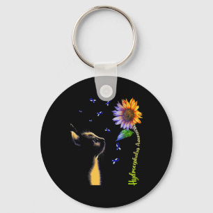 Cat Sunflower Hydrocephalus Awareness  Key Ring