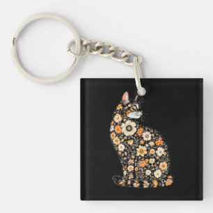 Cat Sunflower Vibes Sunshine And Purrs Key Ring