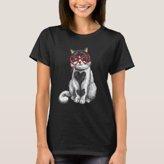 Cat Sunglasses Heart Cute Kitten Cat Valentine W T-Shirt