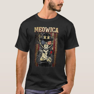 Cat Sunglasses Meowica 4th Of July Merica Gun Amer T-Shirt