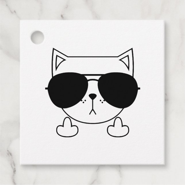 Cat Sunglasses Middle Finger Favour Tags (Front)