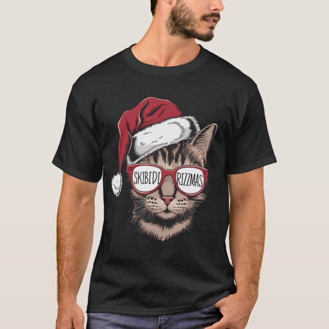 Cat Sunglasses Skibidi Rizzmas Christmas Rizz Sant T-Shirt (Front)