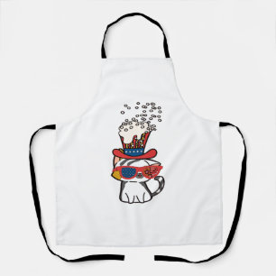 Cat Sunglasses Usa Flag Apron