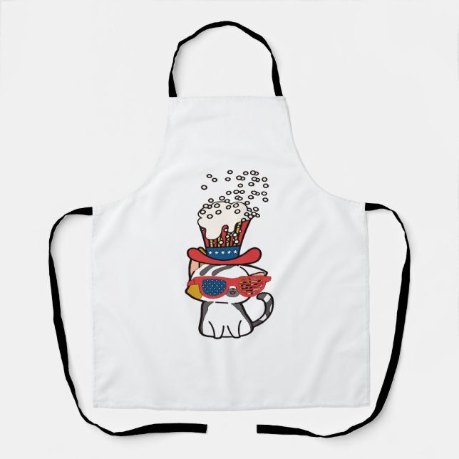 Cat Sunglasses Usa Flag Apron (Front)