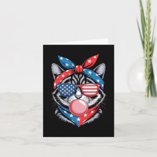 Cat Sungles 4th Of July American Usa Flag Patrioti Card