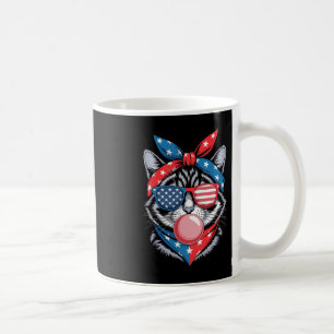 Cat Sungles 4th Of July American Usa Flag Patrioti Coffee Mug