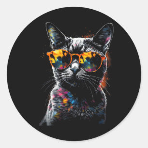 Cat Sungles - Pet Animal Art Cat Classic Round Sticker