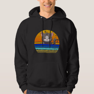 Cat Sunset Retro 80s Style Vintage Gift Hoodie