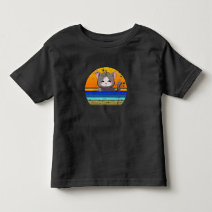 Cat Sunset Retro 80s Style   Vintage Gift Toddler T-Shirt
