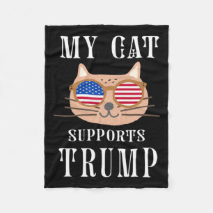 Cat Supports Trump 2024 Take America Back Election Fleece Blanket