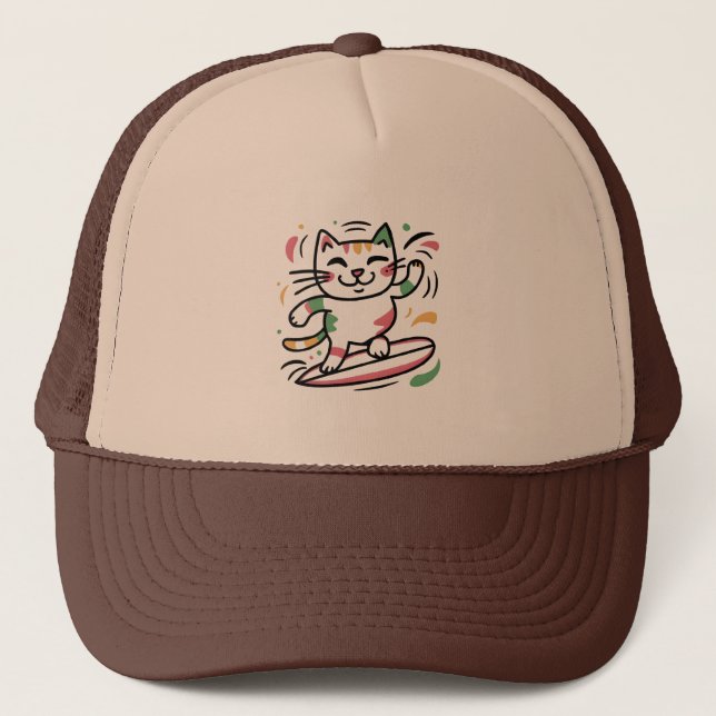 Cat surf trucker hat (Front)